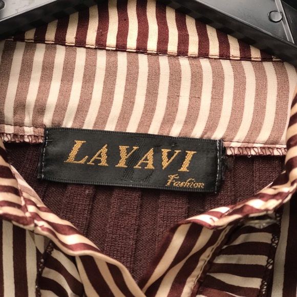 LAYAVI Brown and Beige Combined Long Sleeve Top Size M/L - Picture 3 of 12